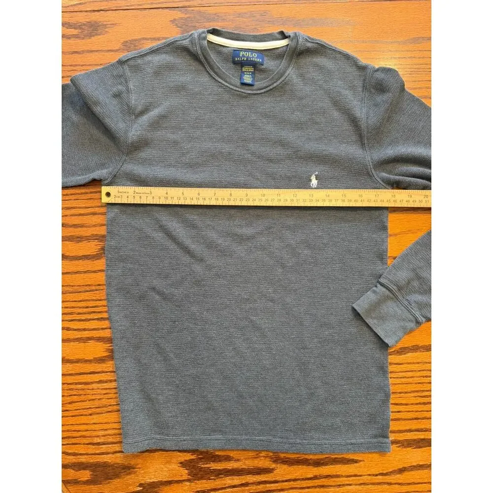 POLO RALPH LAUREN Thermal T-Shirt Men's M Gray Long Sleeve Crew Neck